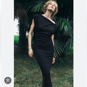 Zara black asymmetric midi Dress